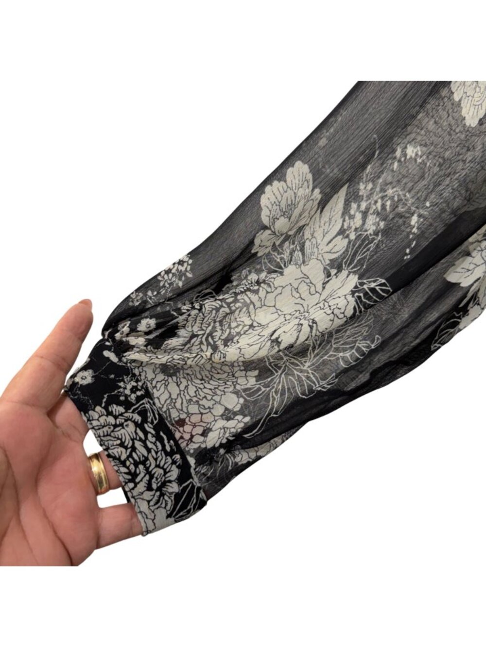 Roz & Ali Black Floral Metalic Sheer Tunic Blouse W/ Lined Tank Top Woman SZ 1X - Picture 6 of 13